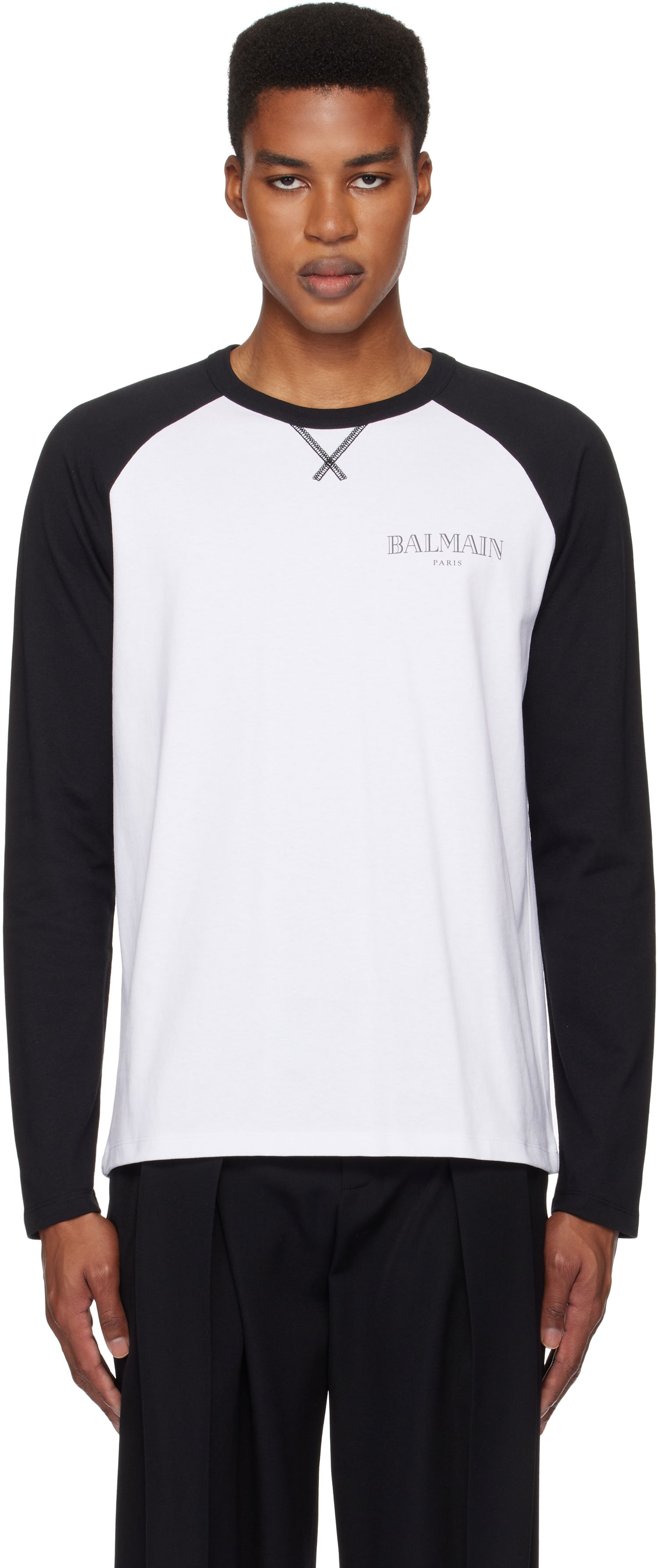 T-shirt Balmain Long Sleeve Raglan T-Shirt Vit | DH0EK055GE07, 0