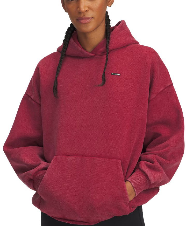 Sweatshirt Under Armour Oversized Fleece Hoodie Röd | 1386485-625