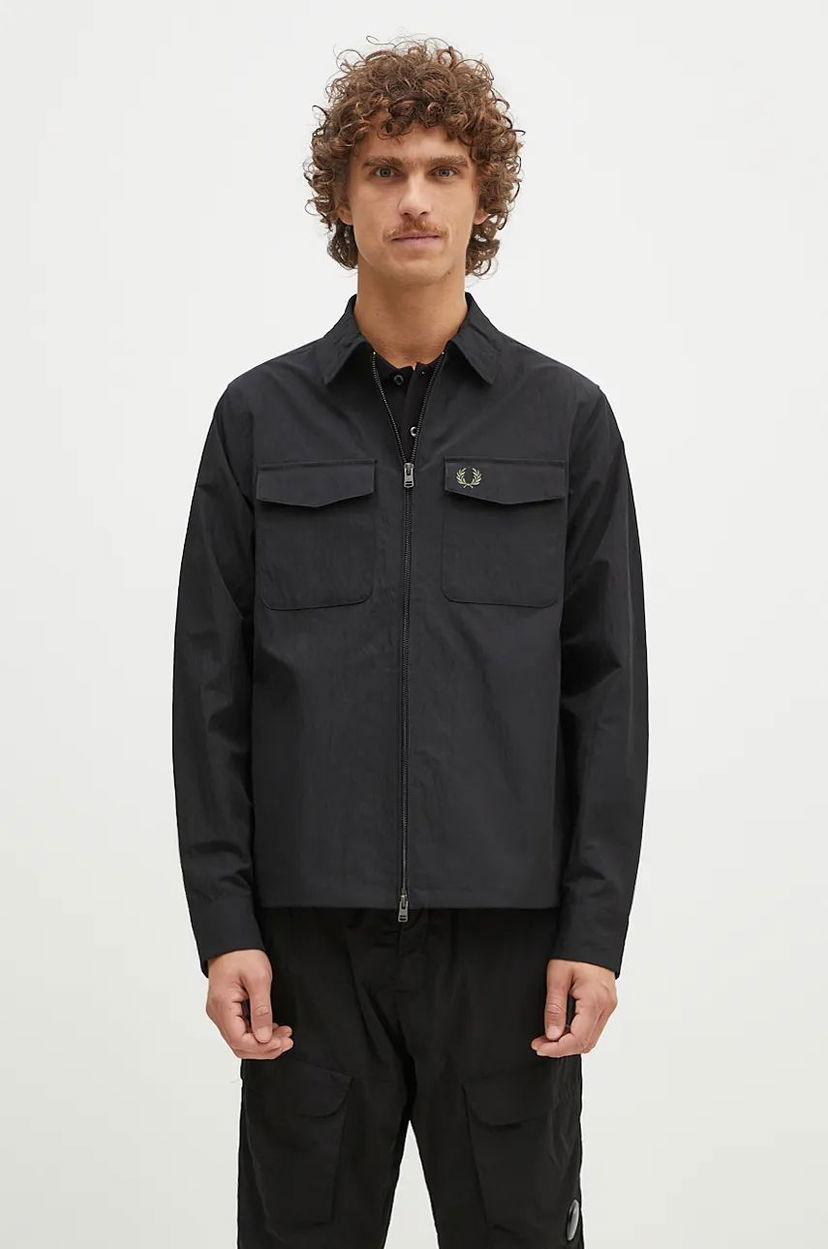 Skjorta Fred Perry Overshirt Pocket Svart | M5684.236