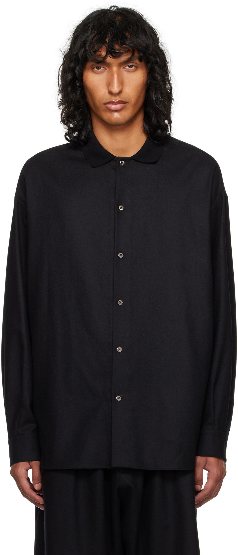 Skjorta The Row Oversized Wool Shirt Svart | 827-W3301