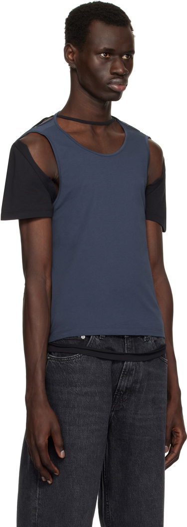 Linne Eckhaus Latta Eckhaus Latta Navy Hugging T-Shirt Blå | 1203-EL-PS25-B - BLACKBERRY, 1