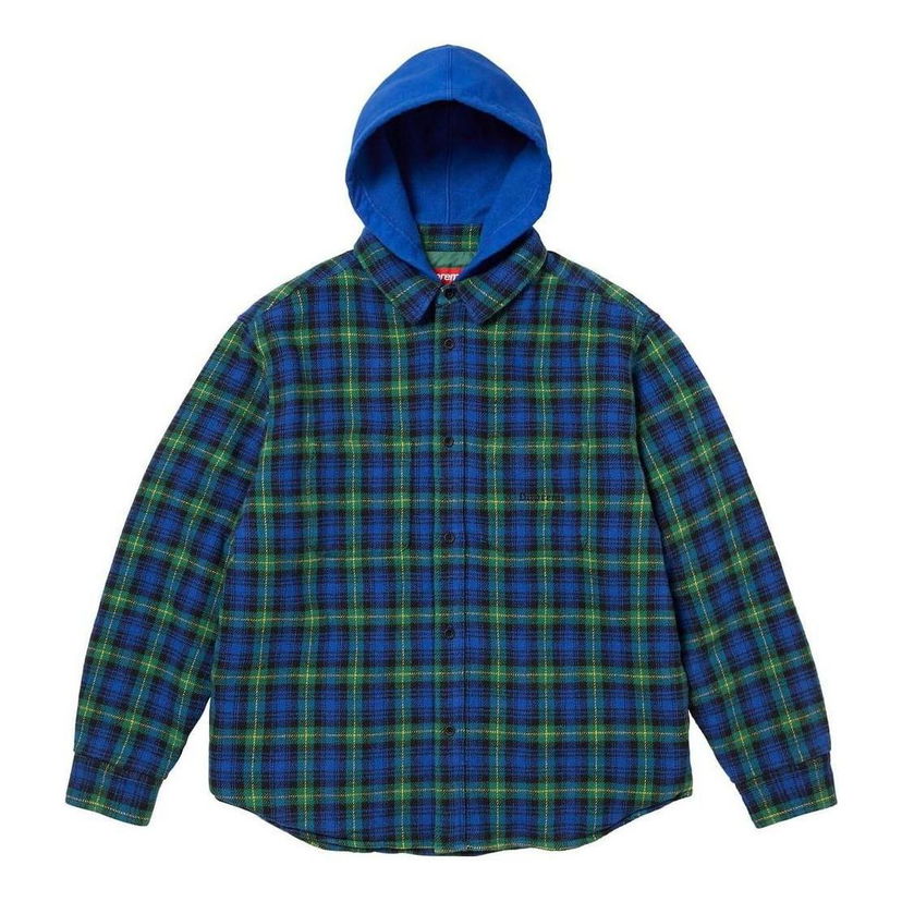 Skjorta Supreme Flannel Hooded Shirt Blå | SUP-FW23-232