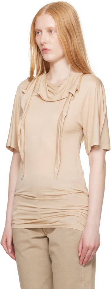 T-shirt LEMAIRE Lemaire Short Sleeve Foulard T-Shirt Beige | TO1337 LJ1011, 3