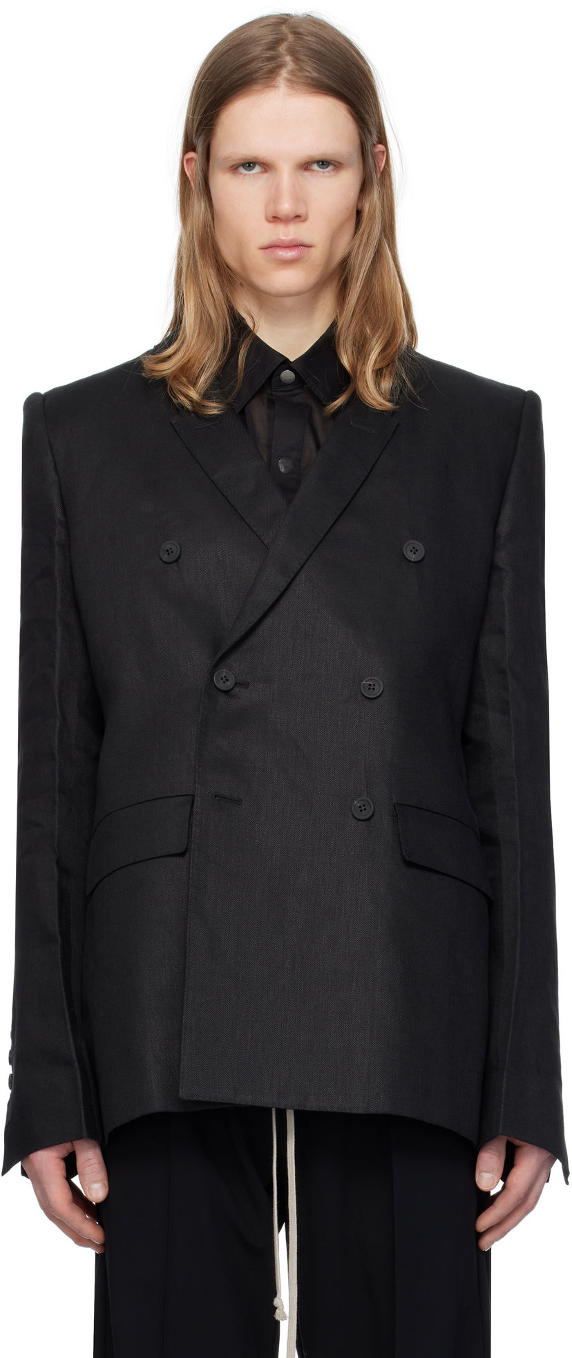 Jacka Rick Owens Rick Owens Hollywood JMF Double-Breasted Blazer Svart | RU01E5732 TWL