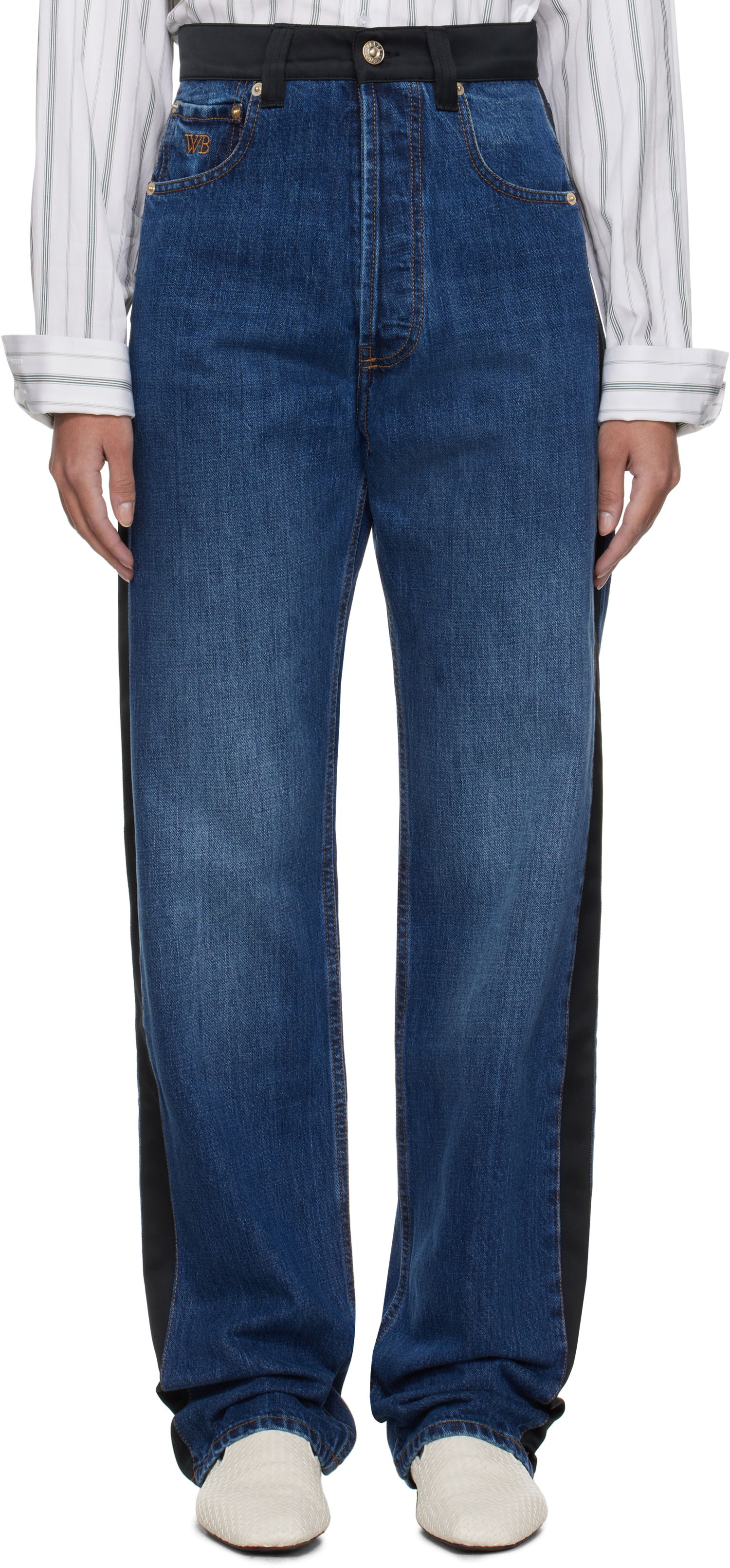 Jeans Wales Bonner Wales Bonner Echo Panelled Jeans Blå | US25DE02-DE01-599-S, 0