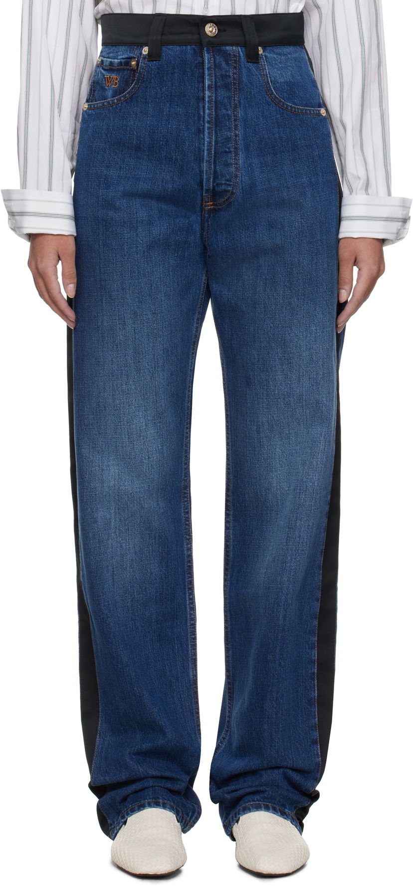 Jeans Wales Bonner Wales Bonner Echo Panelled Jeans Blå | US25DE02-DE01-599-S