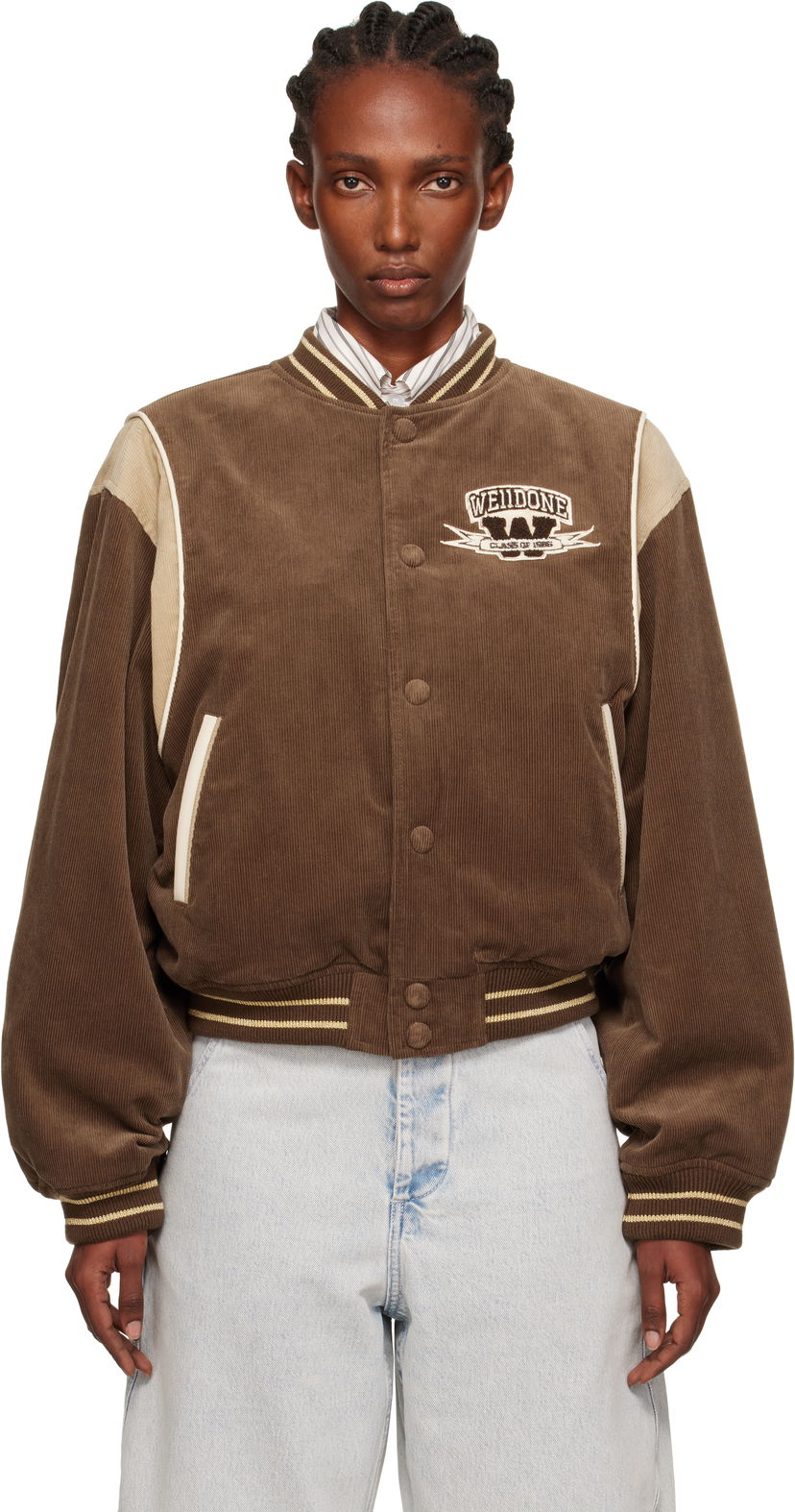 Bomberjacka We11done We11done College Corduroy Varsity Jacket Brun | WD-JP2-25-060-W-BR