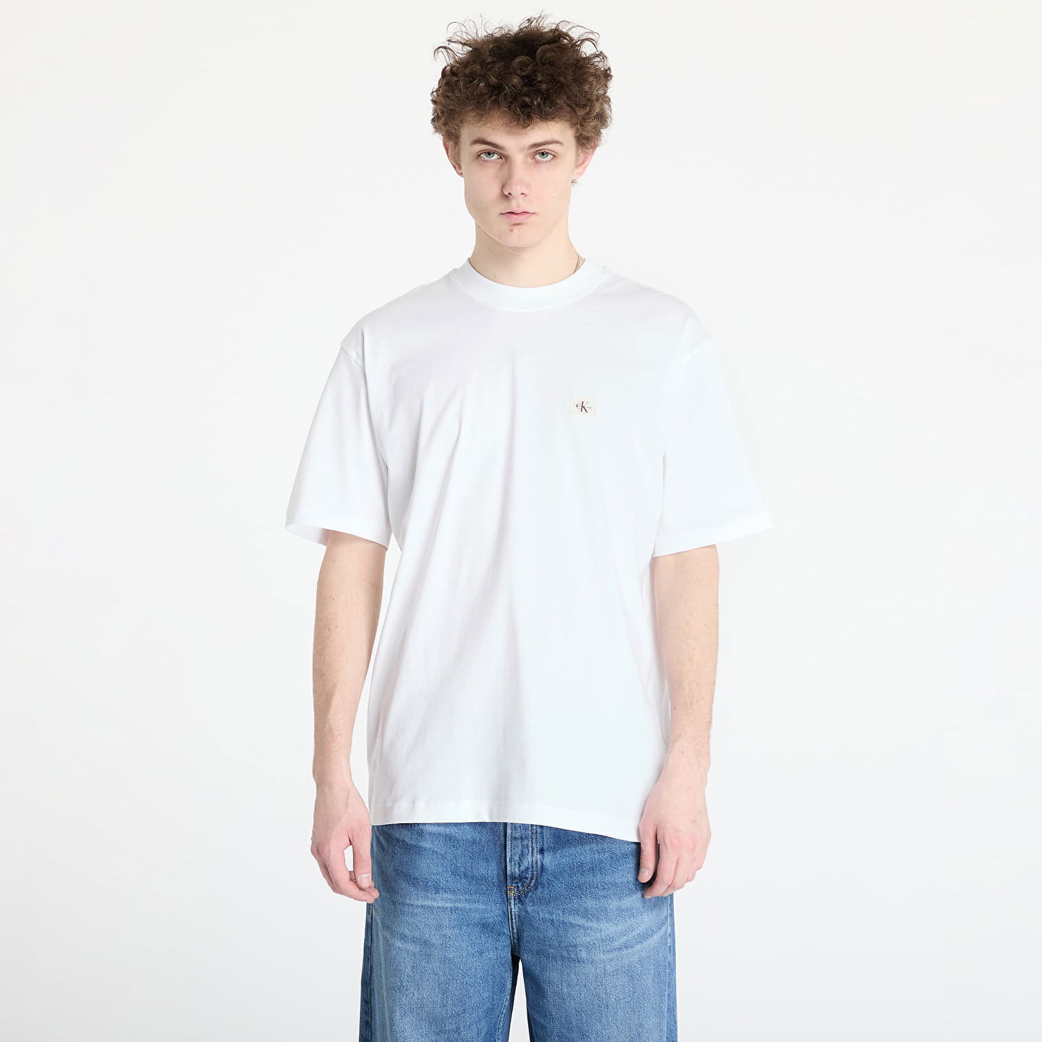 T-shirt CALVIN KLEIN Calvin Klein Jeans Men's Relaxed Fit Woven Label Tee Vit | J30J326857 YAF, 0
