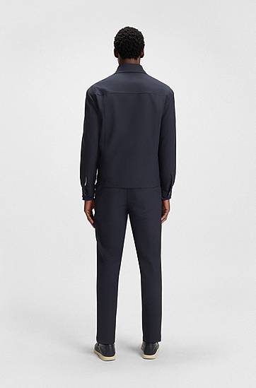 Skjorta BOSS Relaxed Fit Performance-Stretch Overshirt Mörkblå | 50546059, 1