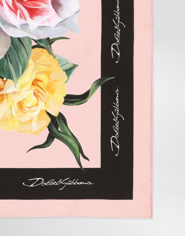 Halsduk Dolce & Gabbana Dolce & Gabbana Rose and Peony Print Silk Twill Square Scarf Rosa | FN093RGDCUIHF5IY, 1