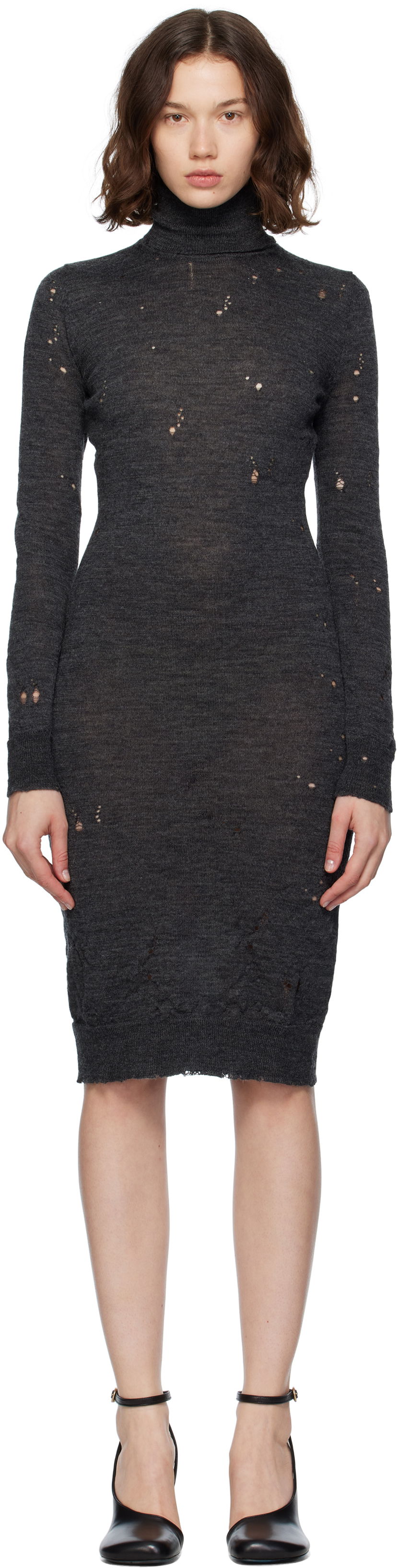 Klä Maison Margiela MM6 Maison Margiela Turtleneck Midi Dress Grå | S52DD0073 M13134