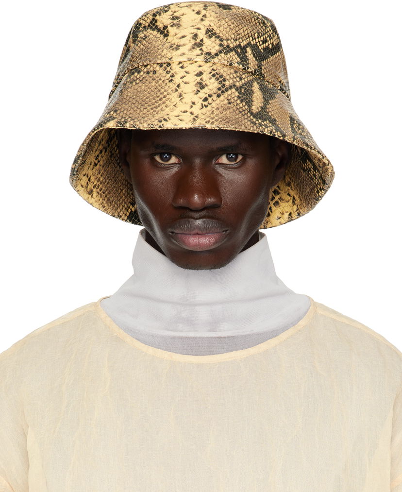 Hatt Dries Van Noten Dries Van Noten Leather Bucket Hat Gul | 251-029501-1545