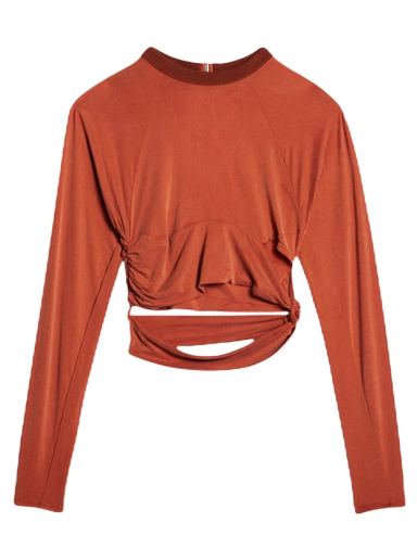 Crop top Jacquemus Le Espelho Knotted Cut-Out Röd | 231JS120-2307-470
