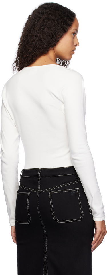 T-shirt Courrèges Slash Neck Long Sleeve Top Vit | 424JTS158JS0070, 2