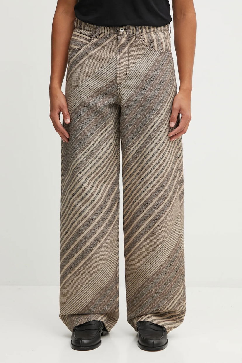 Byxor KENZO Wool Blend Diagonal Stripe Turn Up Wide Fit Pants Flerfärgad | FF65PA3839IO