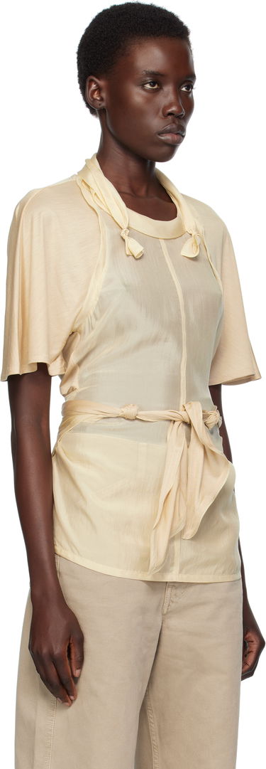 T-shirts och linne LEMAIRE Lemaire Mixed Fabric Knotted Top Beige | TO1332 LF1373, 1