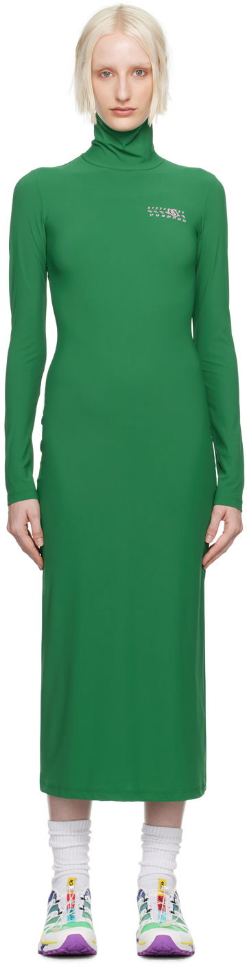 Klä Maison Margiela MM6 Green Printed-Logo Midi Dress Grön | S62DG0036 M20039