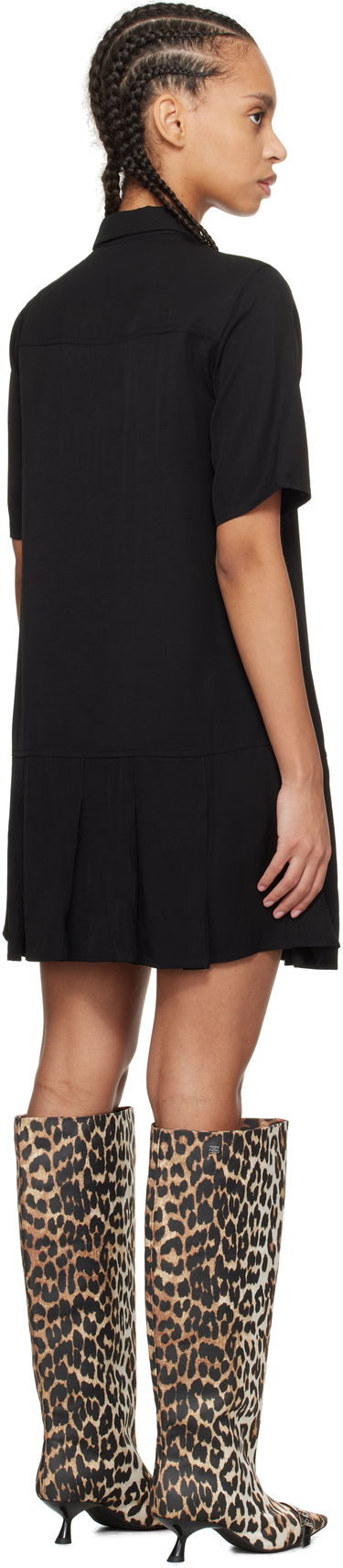 Klä GANNI GANNI Viscose Twill Mini Dress Svart | W0083, 2