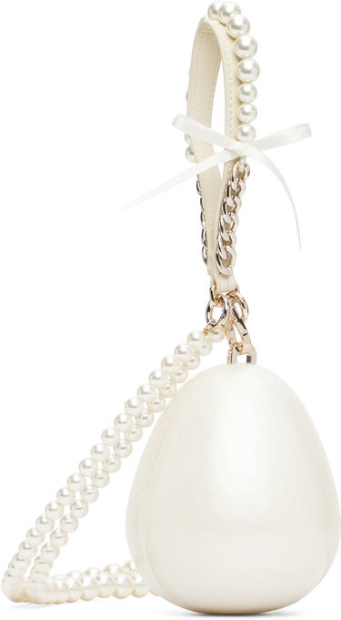 Handväska Simone Rocha Simone Rocha Pearl & Chain Strap Pearl Egg Bag Vit | BAG110ECBOW 0773, 1
