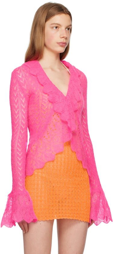 Sweater ERL Pink Ruffled Cardigan Rosa | ERL06N103, 1