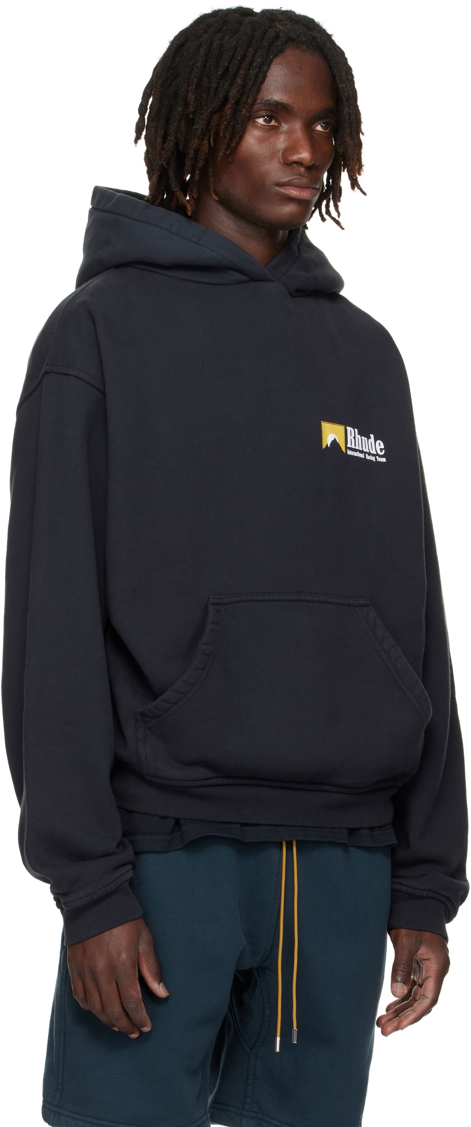 Sweatshirt Rhude Rhude International Racing Logo Hoodie Svart | RHPF25HO07012, 1