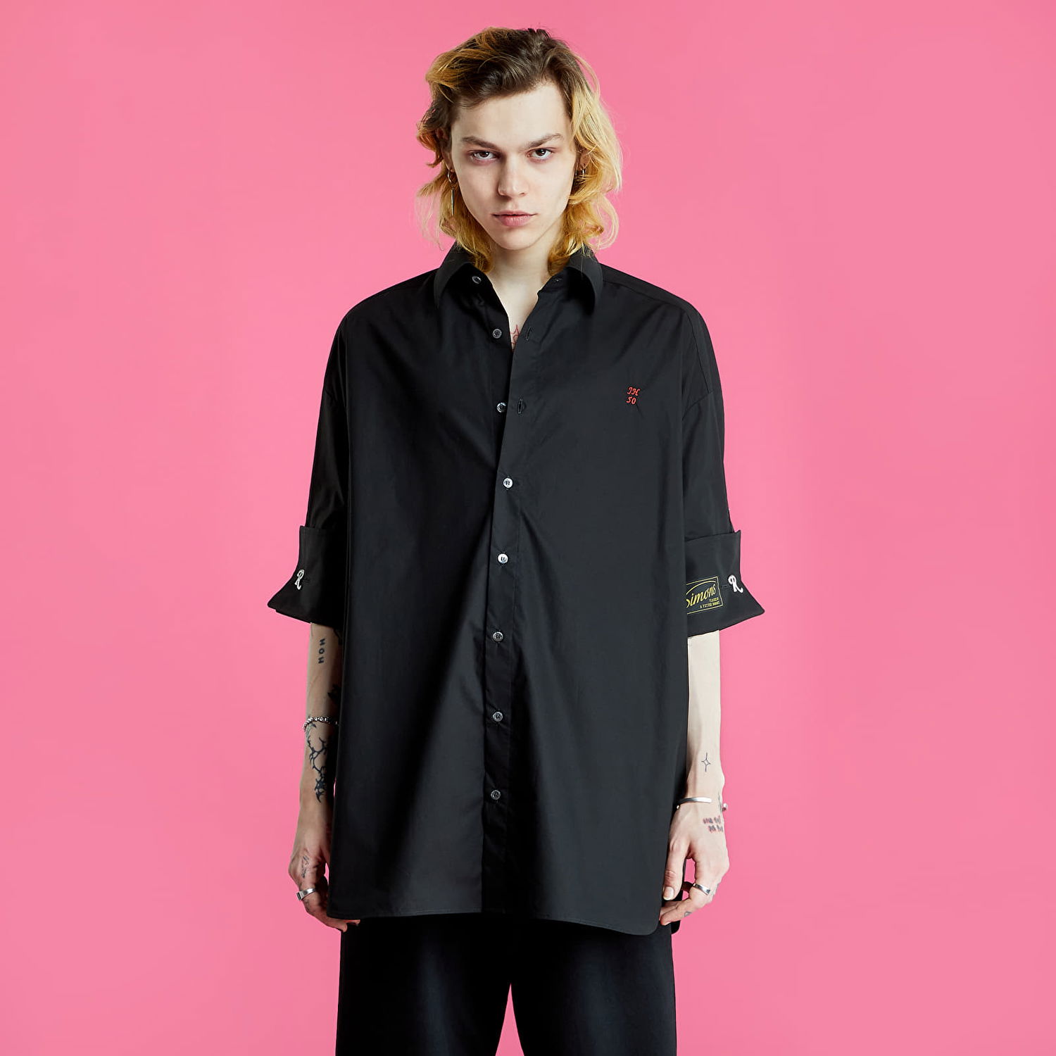 Skjorta RAF SIMONS Short Sleeve Business Shirt With Artist Date Svart | 221-247A-10000-0099, 1