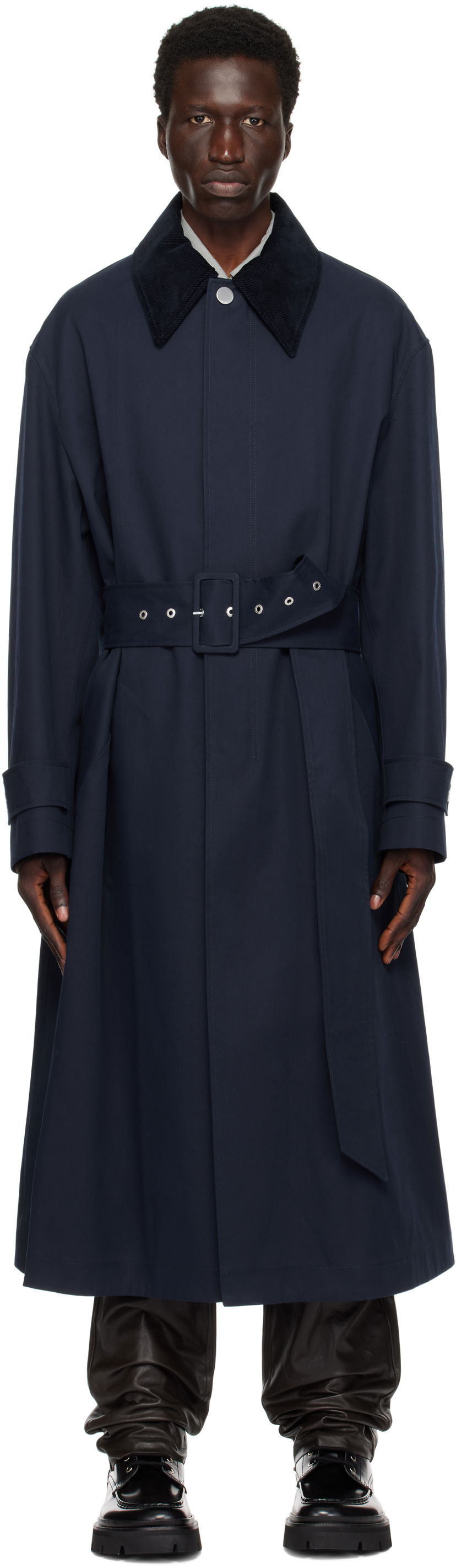 Trenchcoat AMI Belted Mac Trench Coat Mörkblå | UJK505.CO0081