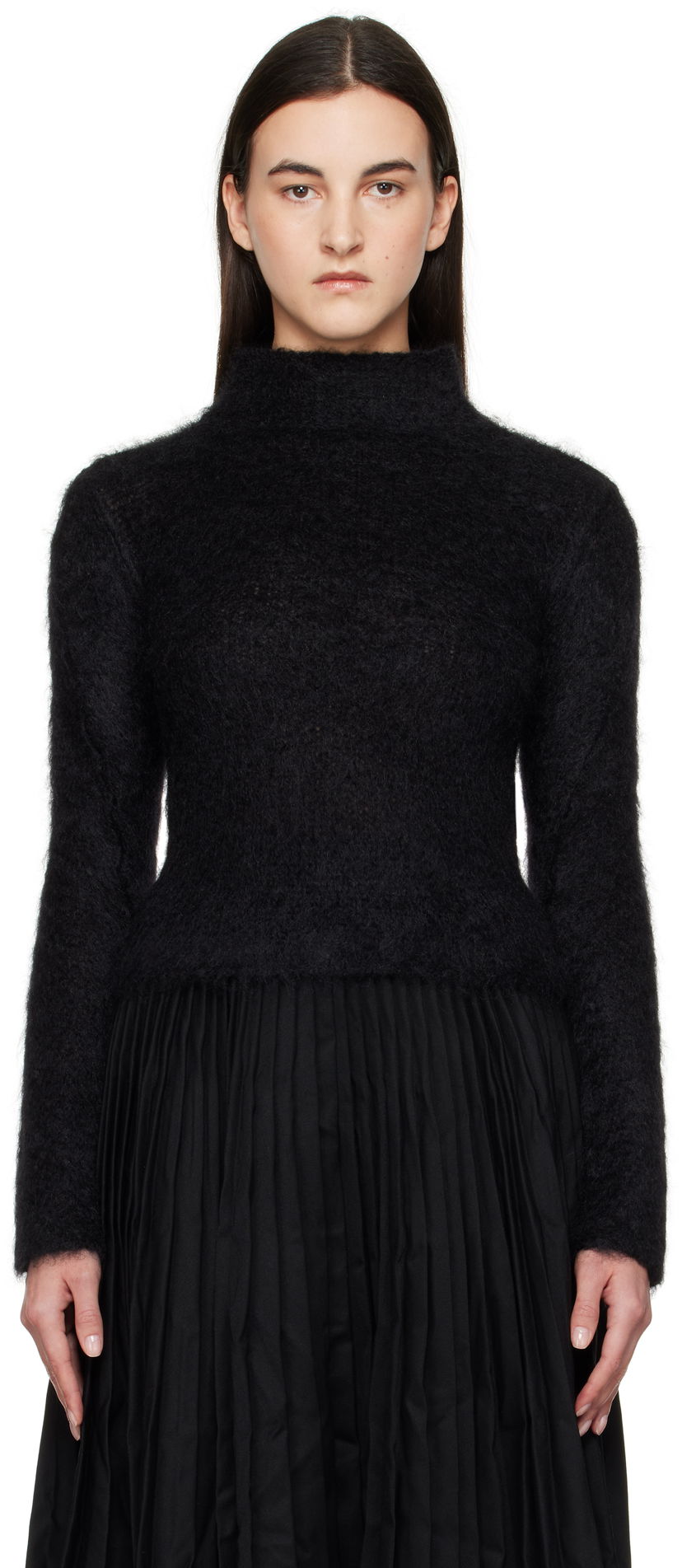 Sweater Marni Marni Brushed Mohair Mock Neck Sweater Svart | DVMD0180A0 UFU172