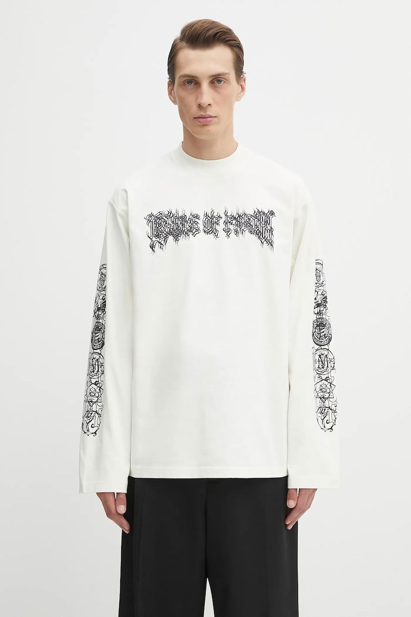 T-shirt VETEMENTS VETEMENTS Cof Double Logo Longsleeve T-Shirt Vit | UCF76LS250I