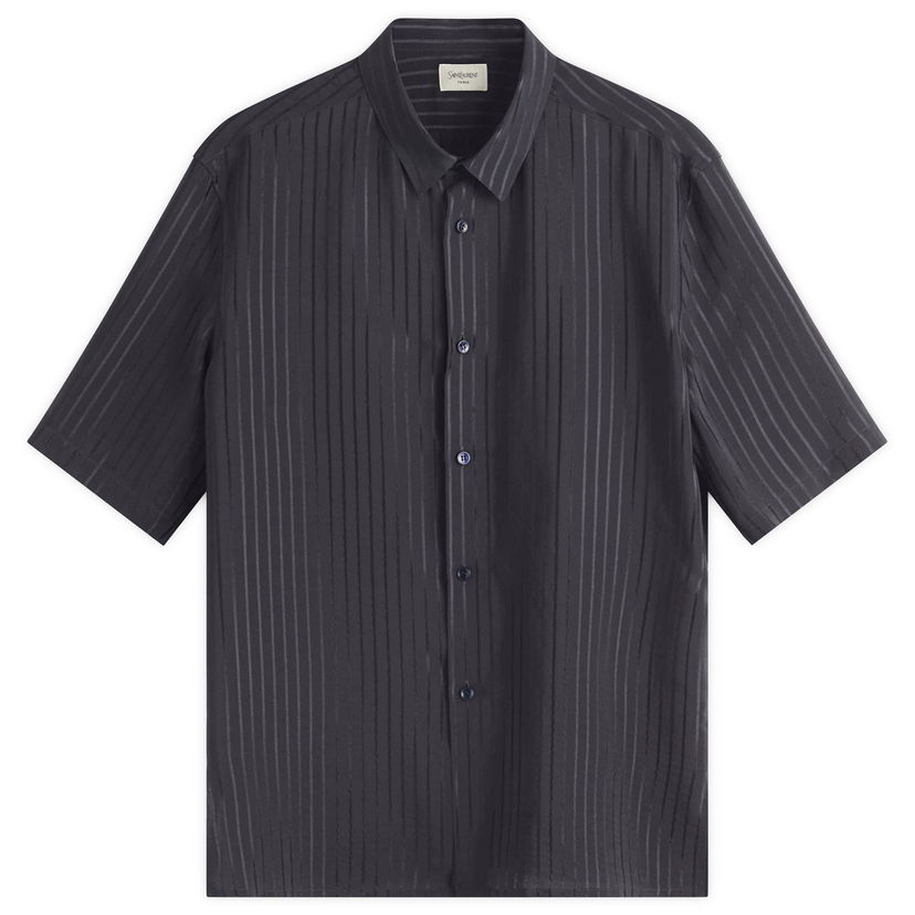 Skjorta Saint Laurent Saint Laurent Tonal Stripe Short Sleeve Shirt Svart | 601070-Y2G62-4102
