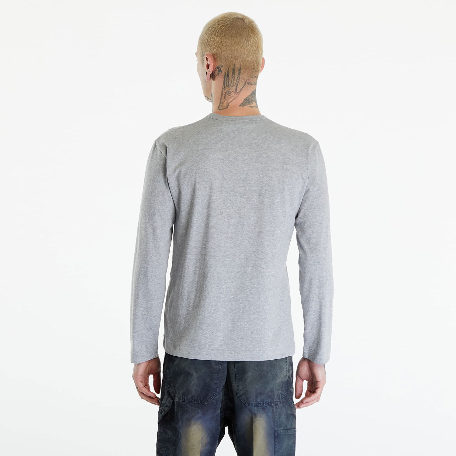 T-shirt Comme des Garçons PLAY Long Sleeve Logo Print T-Shirt UNISEX Grey Grå | AXT339 grey, 1