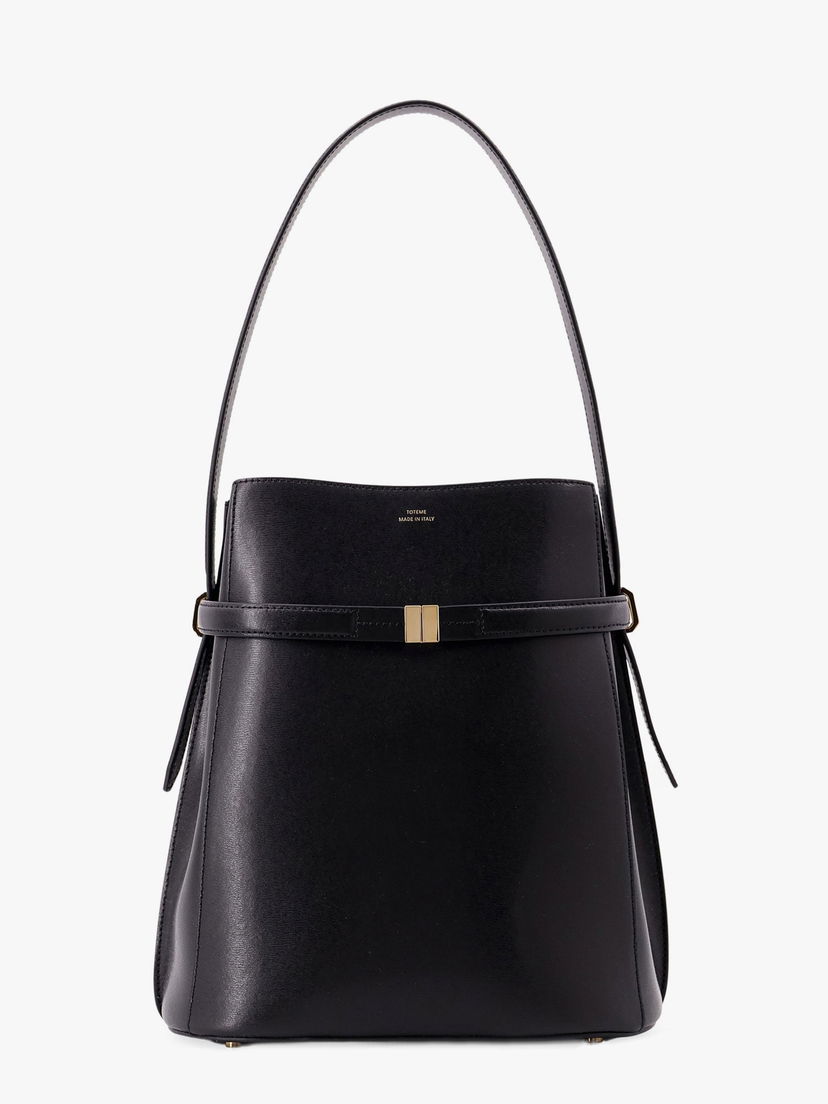 Handväska TOTEME Belted Toteme Leather Shoulder Bag Svart | 244WAL0048LE0025001