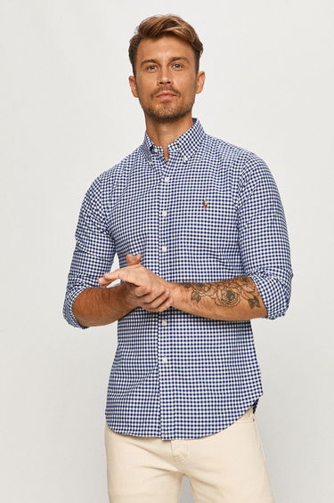 Skjorta Polo by Ralph Lauren Custom-Fit Oxford Checked Shirt Blå | 710549084010, 0