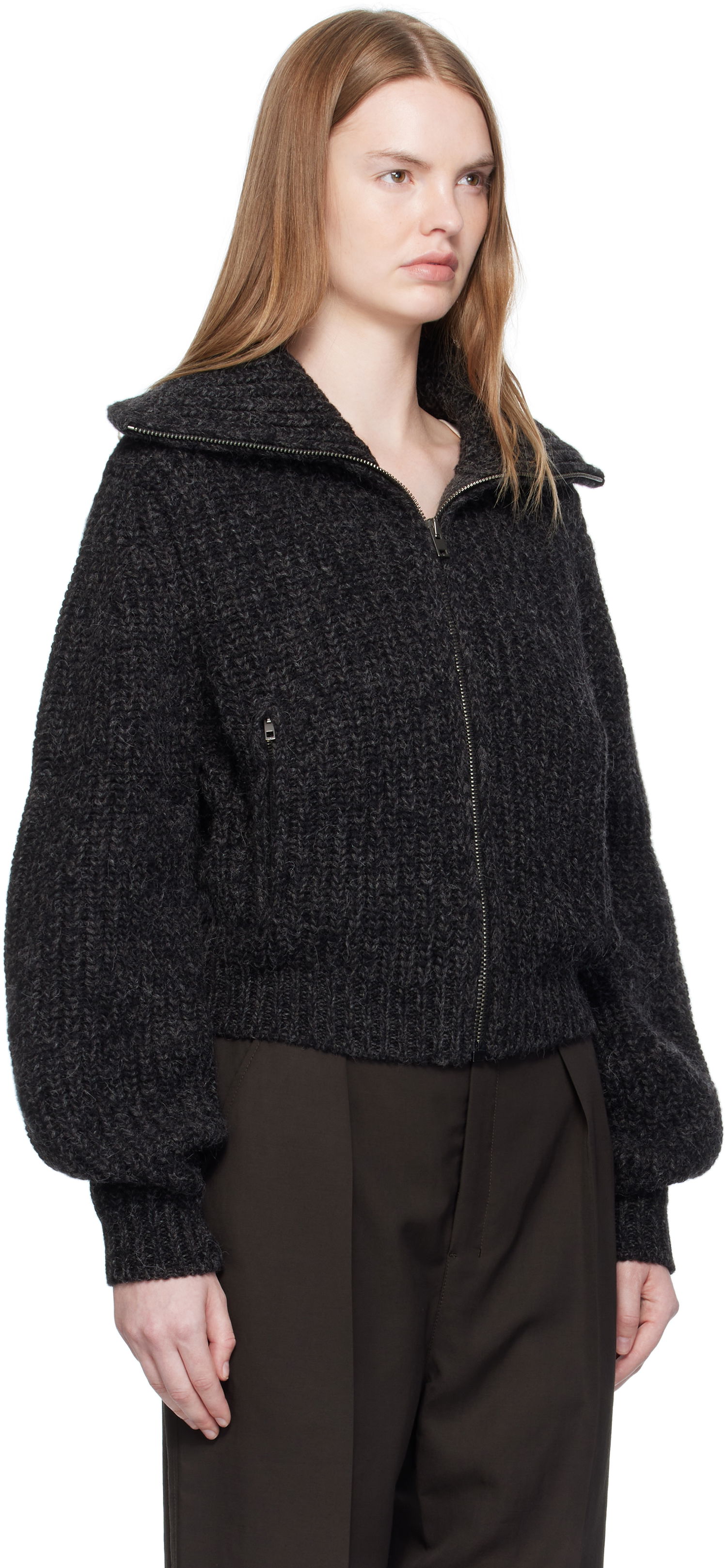 Sweater LEMAIRE LEMAIRE Zipped Knit Cardigan Grå | OW1186 LK1029, 1