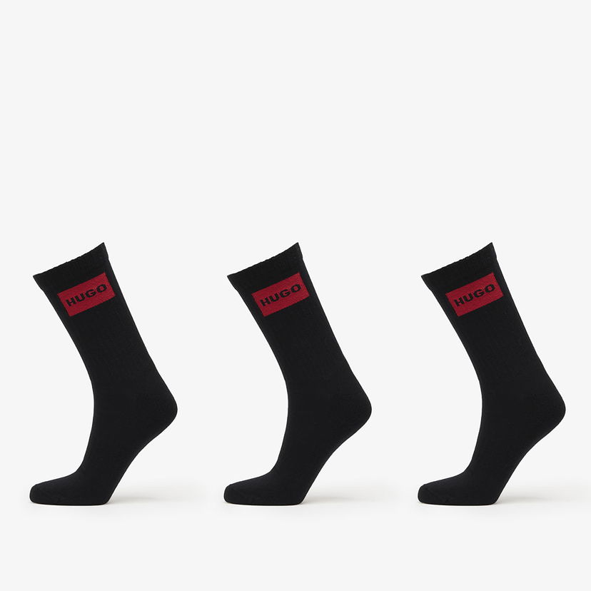 Strumpor BOSS Hugo Men-H-3-Pack Qs Rib Label Cc Black Svart | 50531515-001