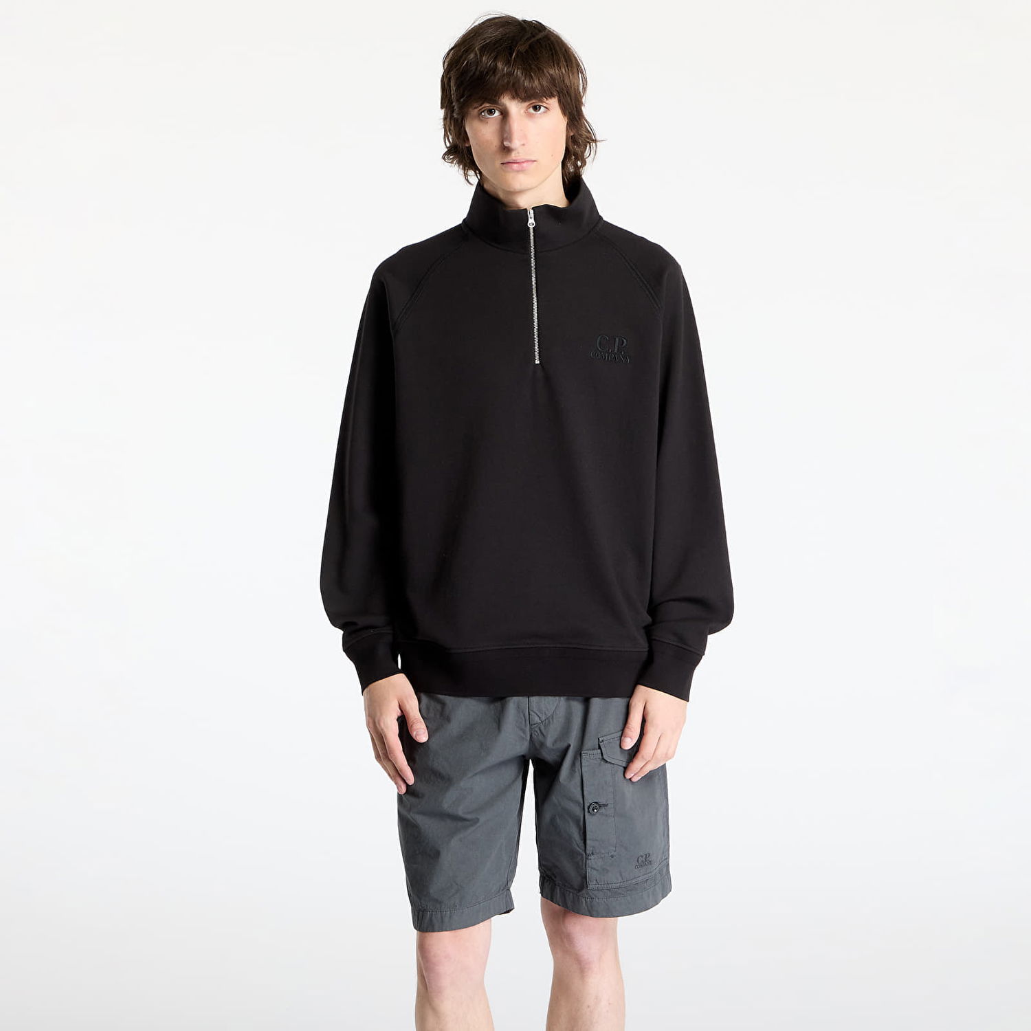 Sweatshirt C.P. Company C.P. Company Diagonal Raised Fleece Sweatshirt Svart | 18CMSS043A005086W-999, 0