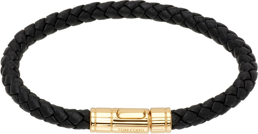 Armband Tom Ford Tom Ford Braided Leather Bracelet Svart | JM026-ALE009G