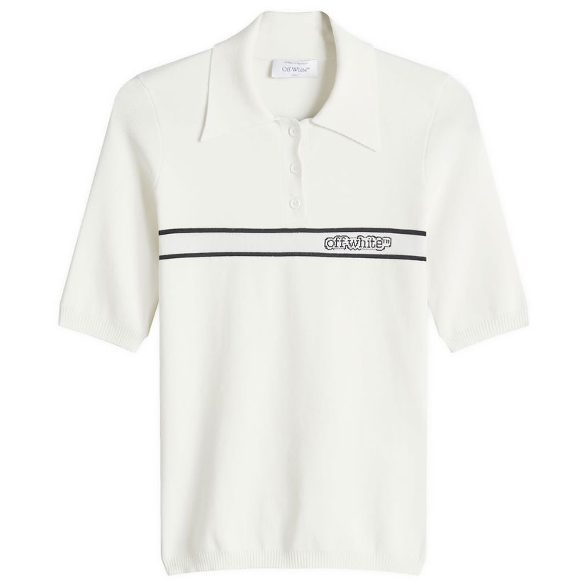 Polotröja Off-White Women's Short Sleeve Polo Top with Logo Stripe by Off-White Vit | OWHV005S25KNI0010A10