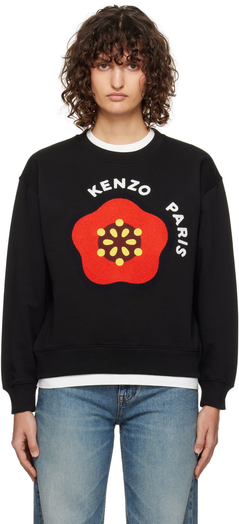 Sweatshirt KENZO Black Pop Embroidered Sweatshirt Svart | FF52SW1894MF