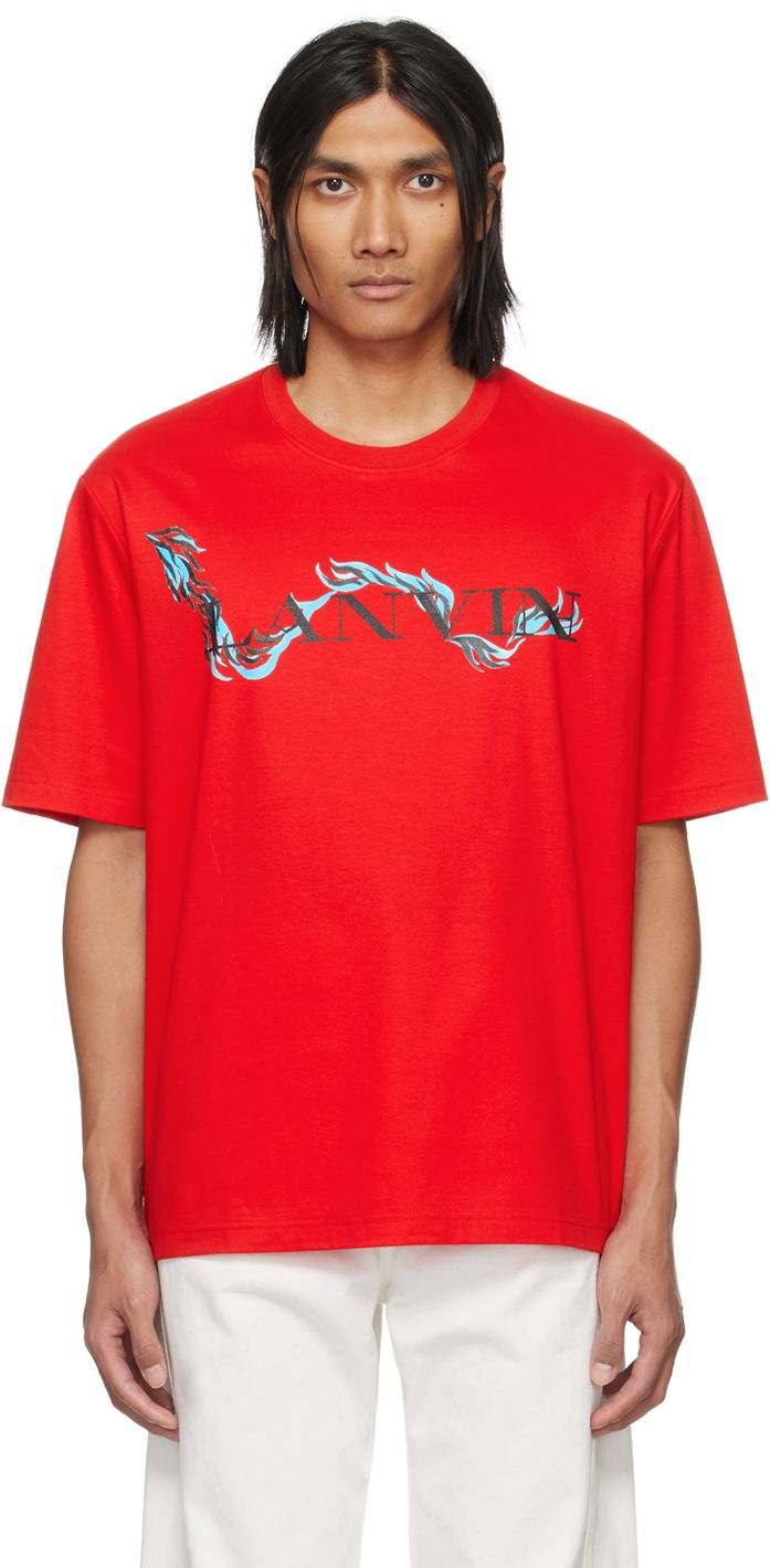 T-shirt LANVIN Printed T-Shirt Röd | RU-TS0010-J109-P24, 0