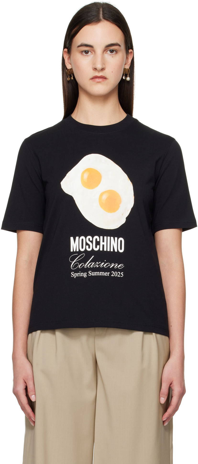 T-shirt Moschino Moschino Eggs Print T-shirt Svart | A070405411555