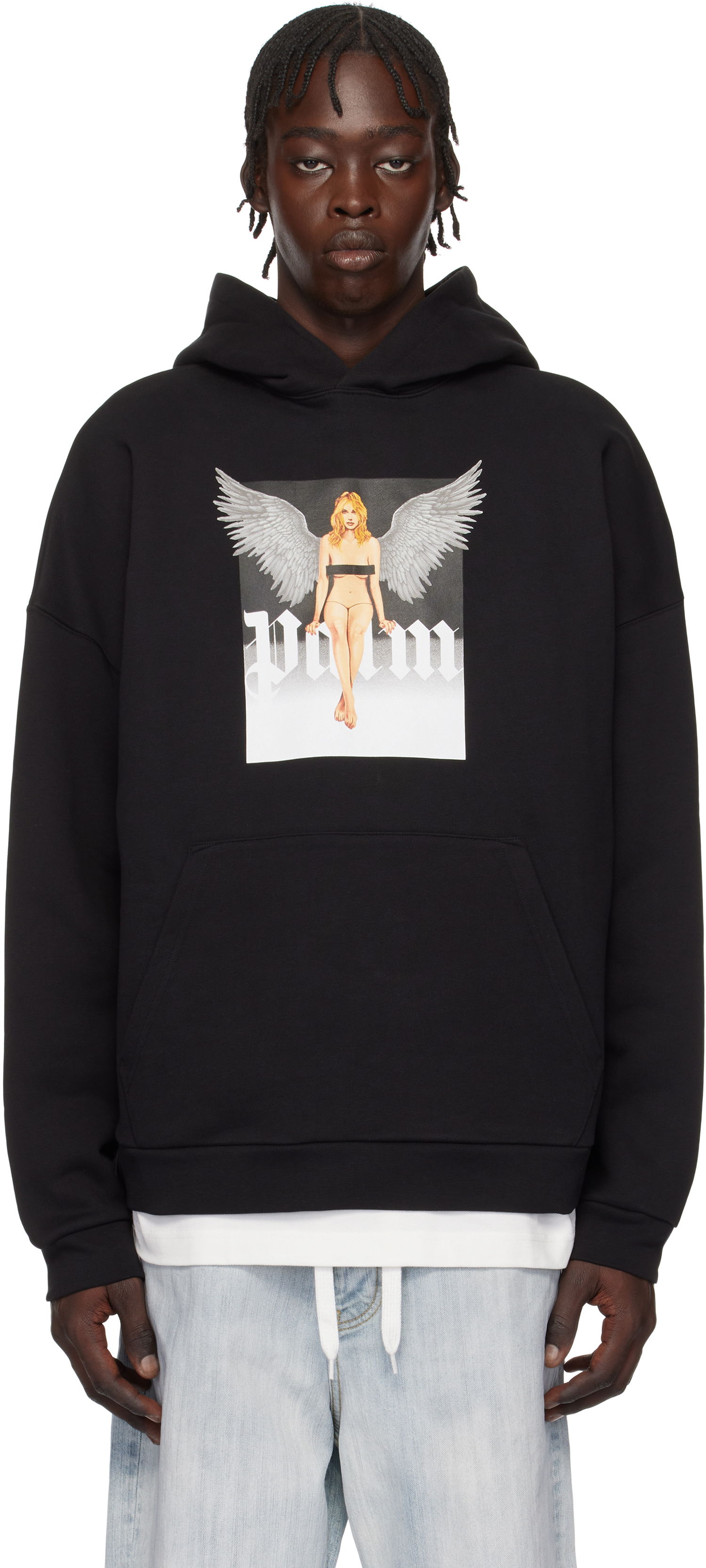 Sweatshirt Palm Angels Pin Up Print Hoodie Svart | PMBB155S25FLE0031003, 0