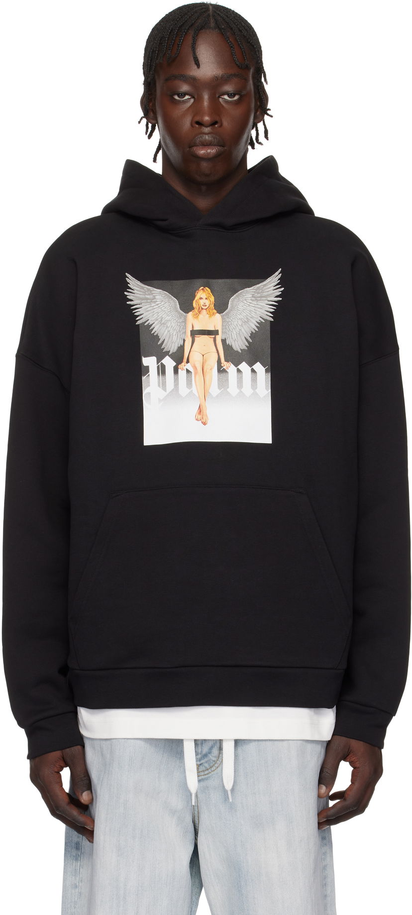 Sweatshirt Palm Angels Pin Up Print Hoodie Svart | PMBB155S25FLE0031003