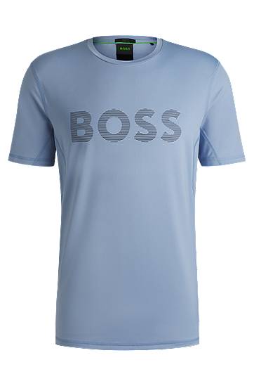 T-shirt BOSS Slim-Fit Active T-Shirt with Moisture Management Blå | 50531244