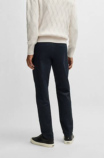 Byxor BOSS BOSS Regular-Fit Cotton-Blend Twill Trousers Mörkblå | 50524775, 1