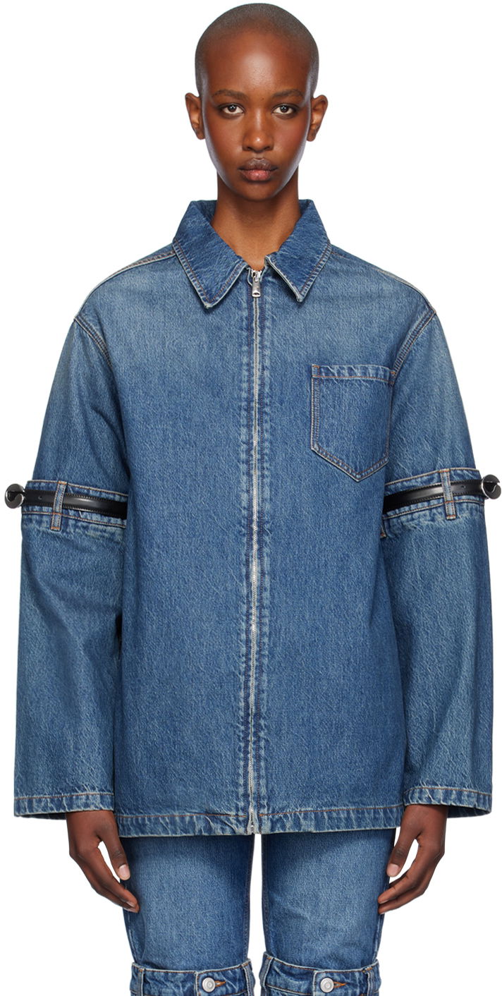 Jacka Coperni Denim Jacket With Open Elbows Blå | COPCH42252