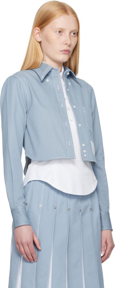 Skjorta Thom Browne Thom Browne Classic Cropped Long Sleeve Shirt Blå | FLL183A-F0991, 1