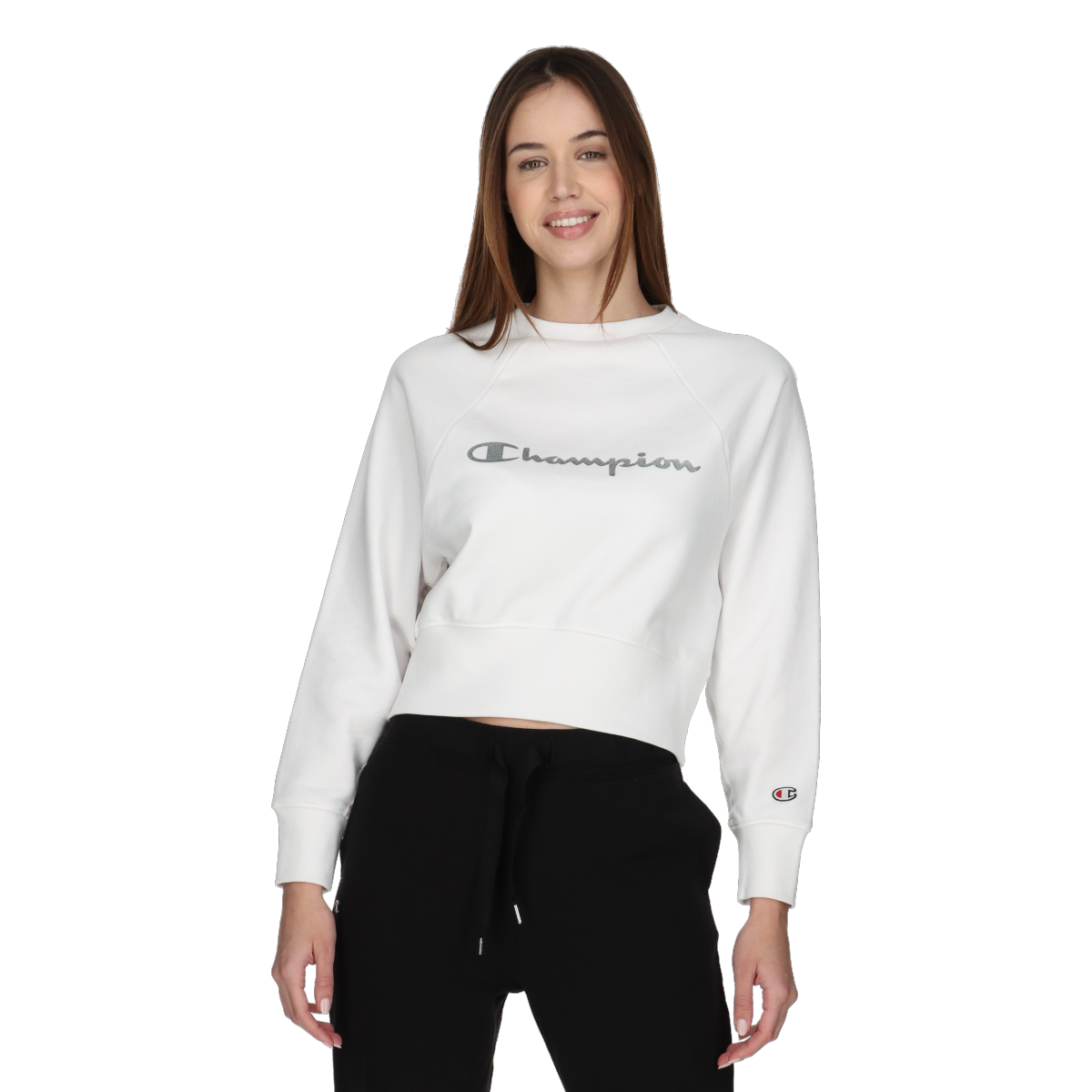 Sweatshirt Champion Cropped Raglan Sleeve Sweatshirt Vit | CHA241F609-10, 0