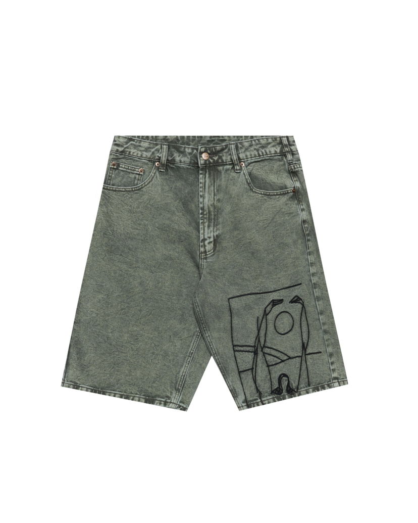 Shorts By Parra Parra Protect the Sun Denim Shorts Grön | 54165