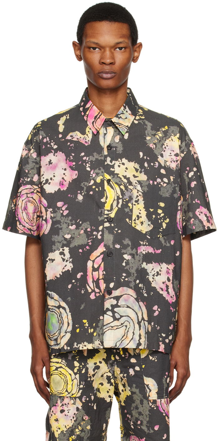 Skjorta ISABEL MARANT Abstract Print Short Sleeve Shirt Svart | 23PCH0039HA-A1I40H